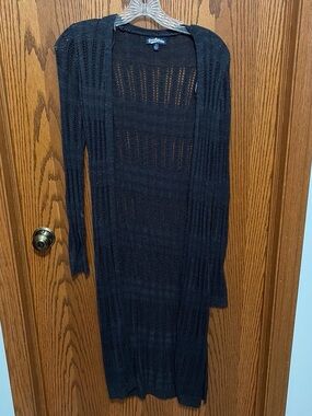 Freshman Navy Blue Long Open Knit Cardigan Dress